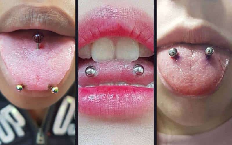 Mouth Piercings - Trendy Double Tongue Piercings