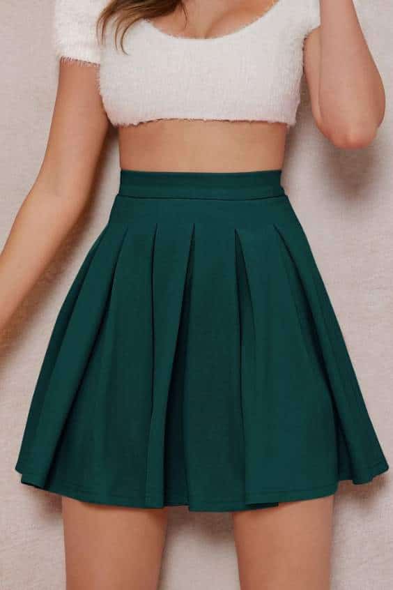 High Waisted Fold Pleated Skirt