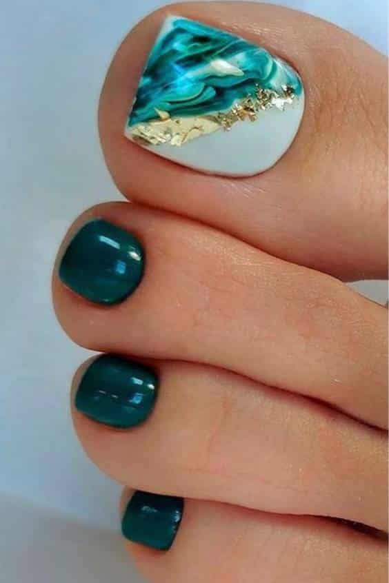 Green Marble Toe Nail Designs