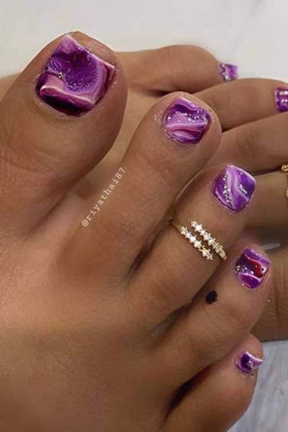Dark Purple Marble Toe Nail Designs