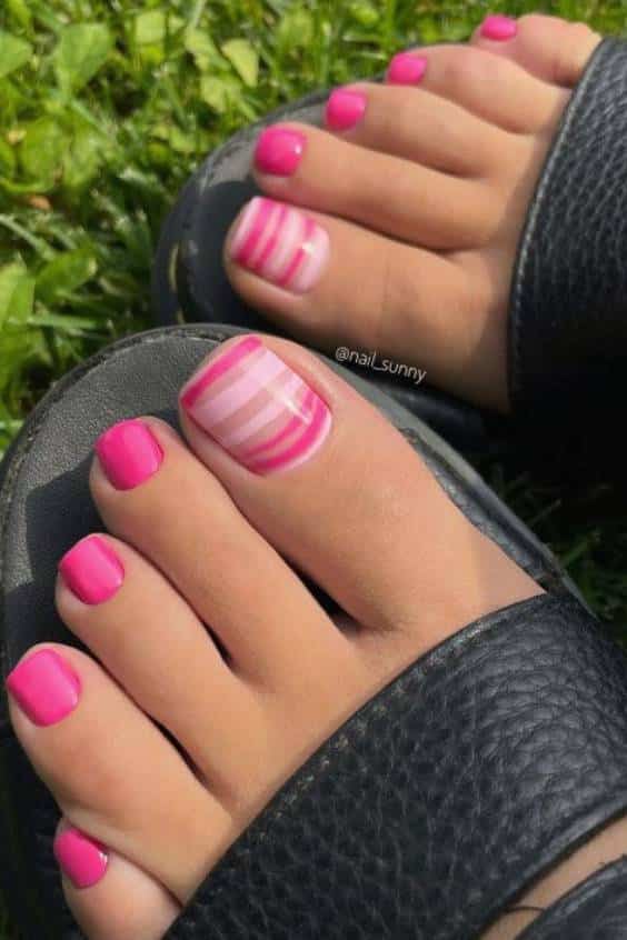 Shades of Pink Striped Nails