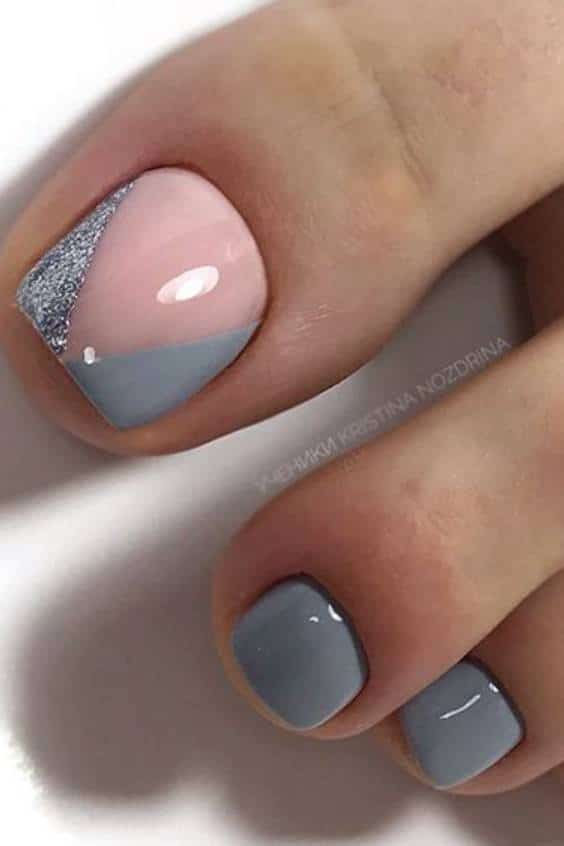 Toe Nail Designs – Grey and Pink