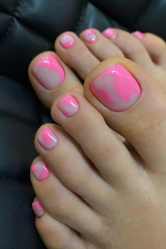 Grey Base Toe Nail Designs – Grey and Pink