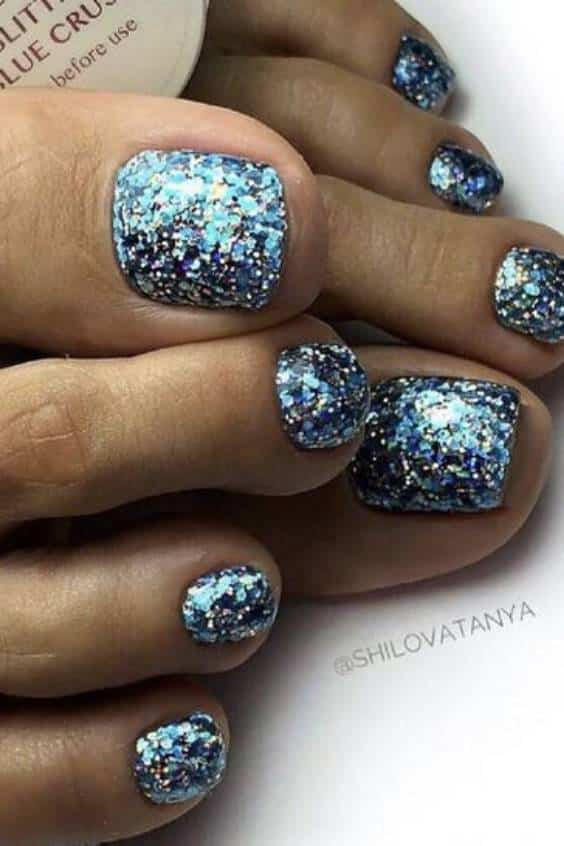 Adorable Easy Toe Nail Designs - Ombre Glitter