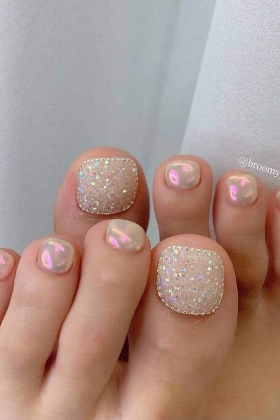 Wedding Toe Nails - Pink Ombre Glitter