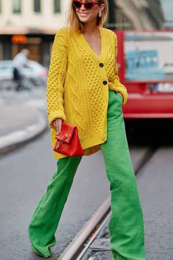 Decent and Elegant look with Yellow and Green Outfit
