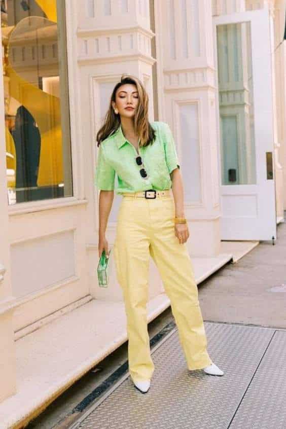 Girl's Beauty with Yellow and Green Outfit