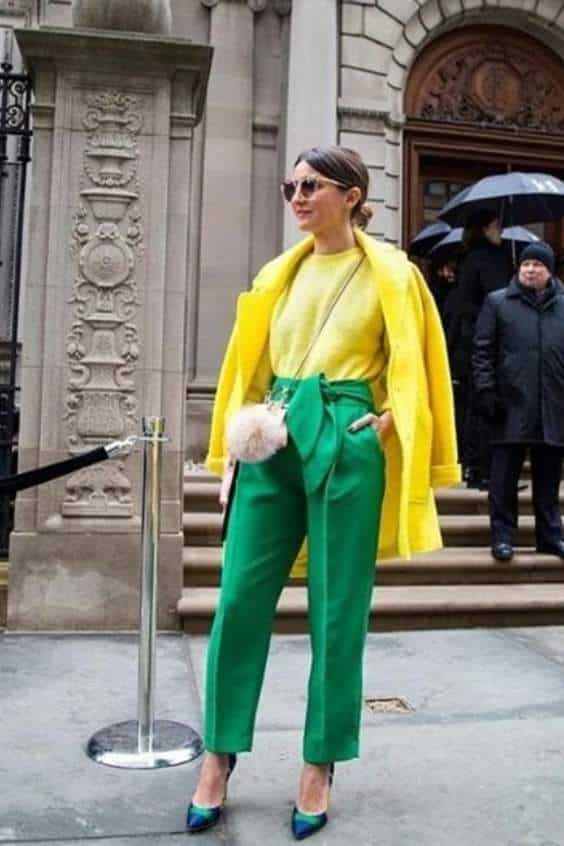 Elegant Yellow and Green Outfit