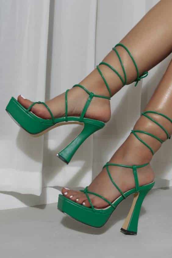 Crossover Strap Pyramid Heeled Strappy Sandals