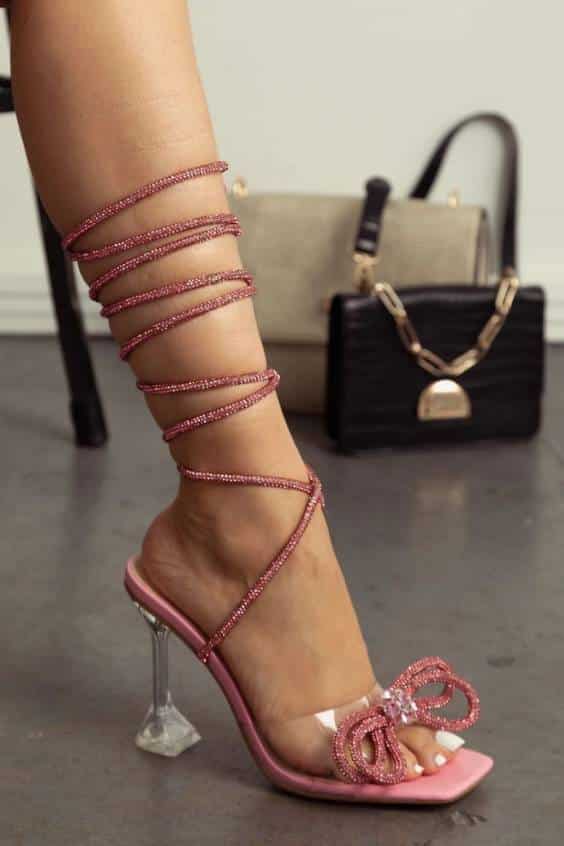 Rhinestone Lace Up Heels Sandals Mata Shoes Ball Night