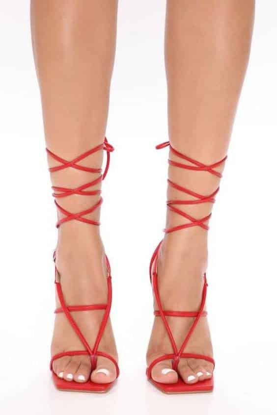 Square Toe Lace Up Clear Heel