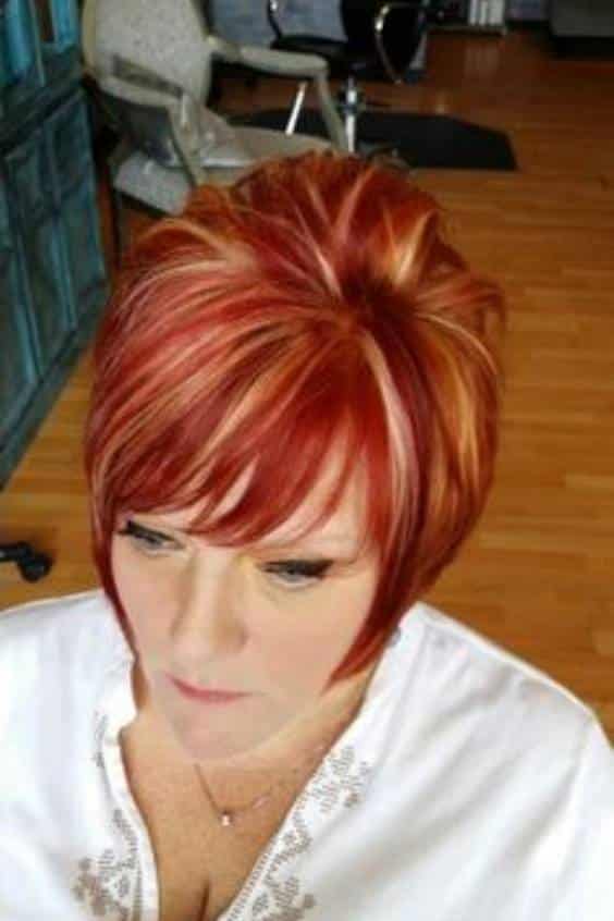 Red and Blonde Highlights Karen Haircut