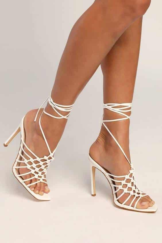 Brendan White Knotted Lace-Up High Heel Sandals
